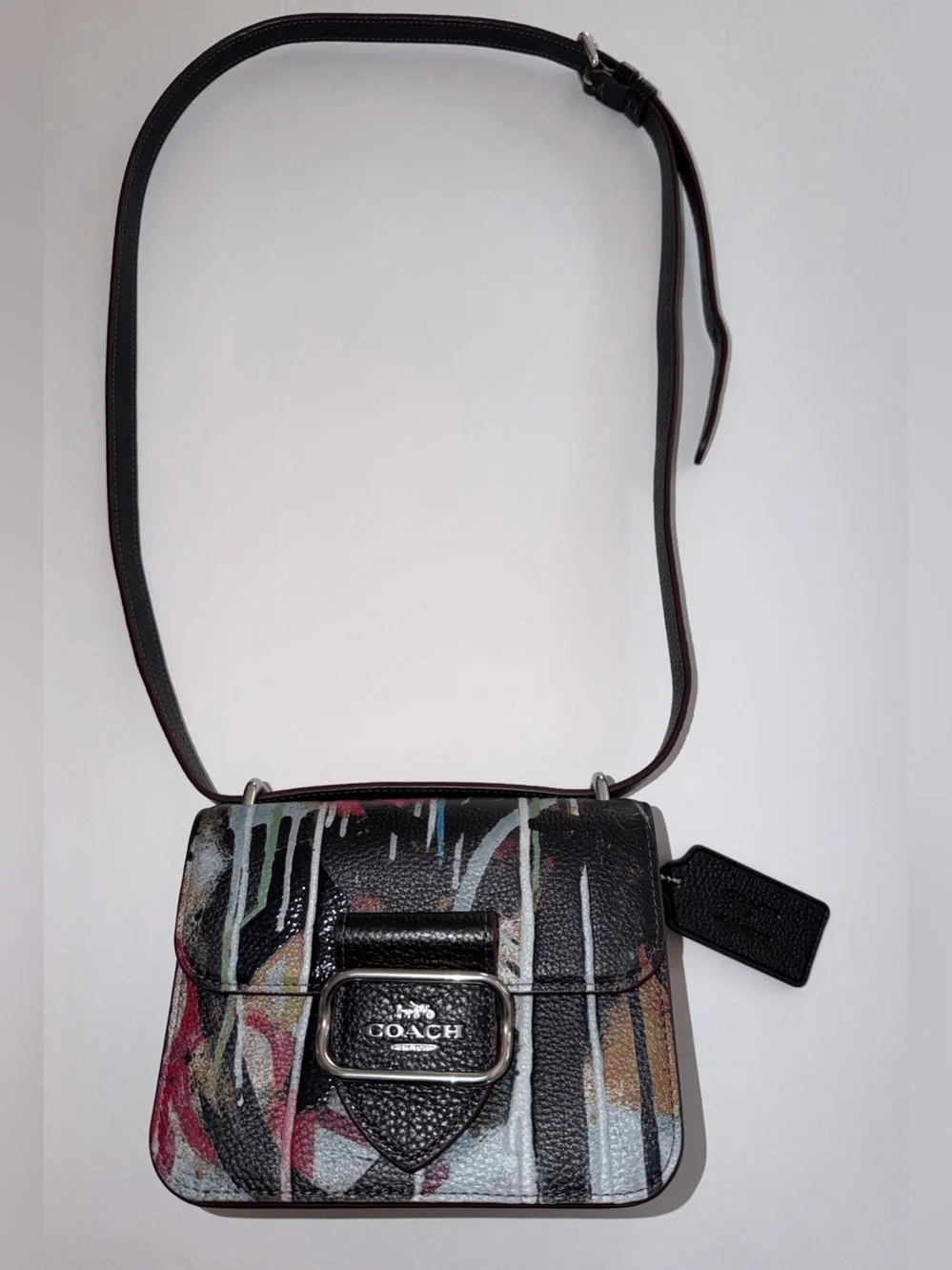 Coach CM108 Morgan Square Crossbody Graffiti Leather Black Multi NWT